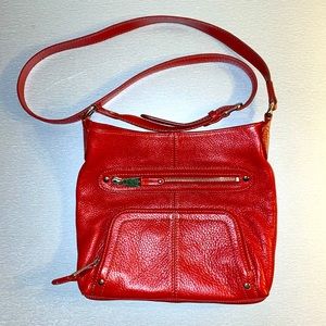 Red leather crossbody bag in good condition